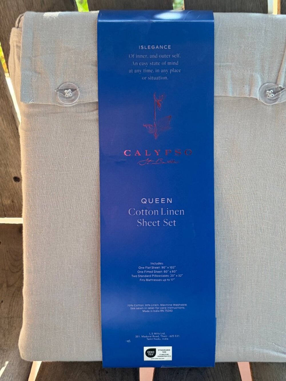 New CALYPSO Linen Cotton Blend Queen Size Sheet Set LIGHT SAGE